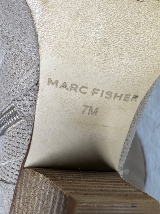 MARC FISHER / Cadis tan suede perforated heeled ankle booties / 7 - Picture 9 of 10